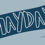 Graphic banner with the name MANDY in white handwritten letters on a dark blue curved stripe against a light blue background.