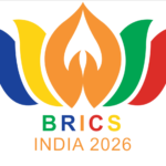 BRICS India 2026 logo with multicolored petal shapes and the text BRICS INDIA 2026