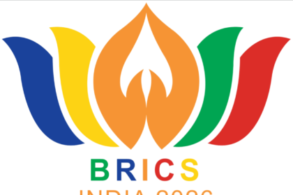BRICS India 2026 logo with multicolored petal shapes and the text BRICS INDIA 2026