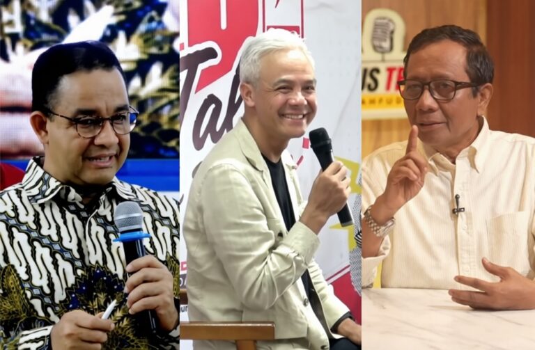 Three men in a panel: left in a patterned shirt holding a microphone, center with white hair in a light jacket smiling into a mic, right in a beige shirt and glasses making a thoughtful gesture.
