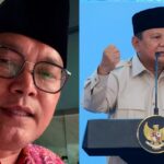 Split image showing two men: left is a close-up portrait of a smiling man wearing glasses and a black cap; right is a man in a beige uniform giving a speech at a podium with a national emblem behind him.
