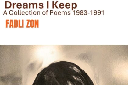 Book cover: Dreams I Keep, A Collection of Poems 1983-1991 by Fadli Zon, featuring a pencil sketch of a child with glasses.
