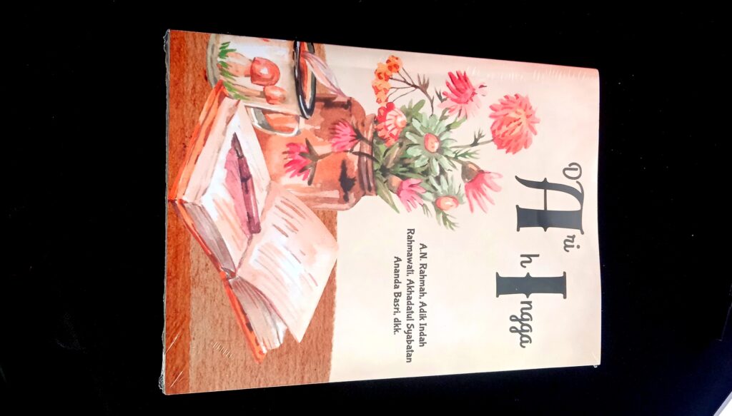 Book cover showing a colorful bouquet of flowers in a vase on a wooden desk, with a notebook and pencil nearby.