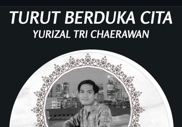 Obituary post with circular ornate-frame photo of Yurizal Tri Chaerawan on a dark background; birth 29/07/1997, death 31/07/2026.