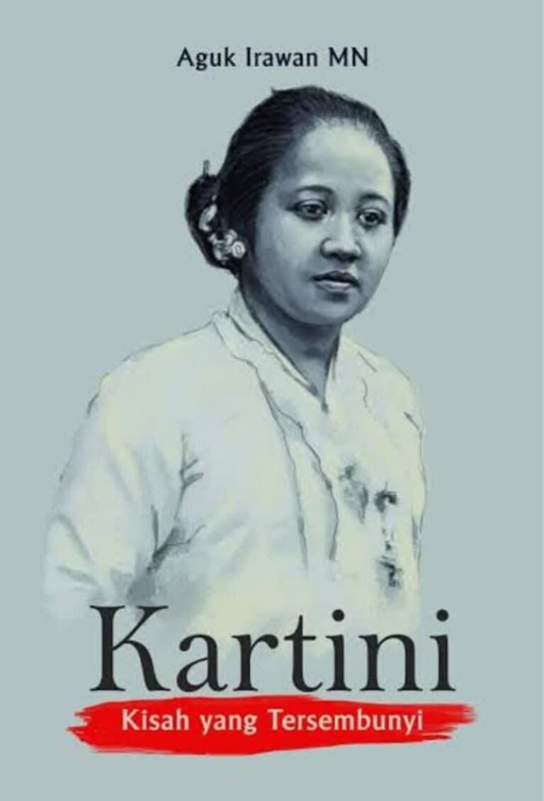 Indonesian book cover with a portrait of Kartini, title 'Kartini' and red subtitle 'Kisah yang Tersembunyi', author Aguk Irawan MN.