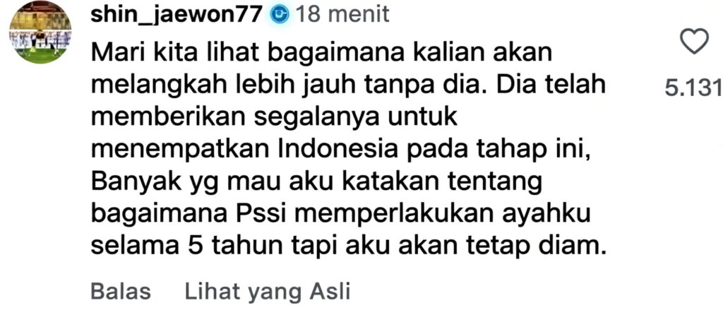 cuitan anak STY Jan 2025 FIXX - Mabur.co Indonesian social post criticizing how PSSI treated the speaker's father over five years, with a note about remaining silent.