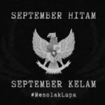 Black poster with the Garuda emblem and the phrases 'September Hitam' and 'September Kelam', plus the hashtag #MenolakLupa.