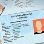 Indonesian electronic ID card (e-KTP) showing a placeholder portrait and blurred personal fields.